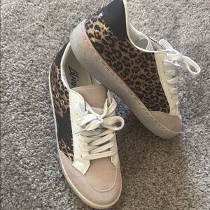 Liliana Leopard-Print Sneakers with Black Star and Cream Accents